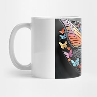 butterflies  heart on black Mug